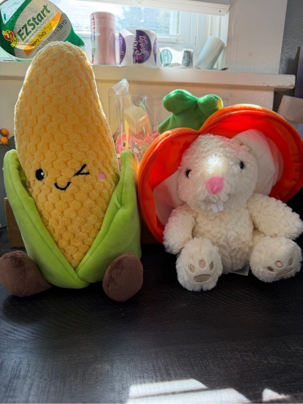 Cute Yellow Corn and White Bunny Plush Set - Soft Stuffed Toys